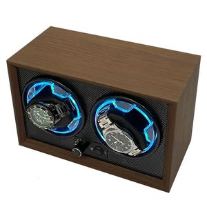 Bekijk Winder Box Automatische USB Power Luxury houten horlogebox geschikt voor mechanische horloges Rustige roteren elektrische motorboxen 240412