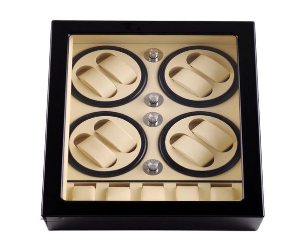 Watch Winder Lt Wooden Rotation automatique 85 boîtiers de rangement Boîte d'affichage de rangement nouveau style à l'intérieur blanc à l'extérieur Black5447860