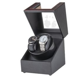 Remontoirs de montres 2 pour montres automatiques, alimentation USB utilisée dans le monde entier, moteur Mabuchi silencieux, boîte de support à rotation mécanique en Fiber de carbone 231005