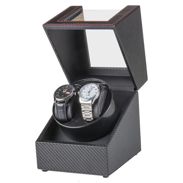 Watch Winders for Automatic Watchs Power USB Utilisé Globally Mute Mute Mabusi Motor Mechanical Watch Rotate Stand Box Fibre Carbone Fibre 240425