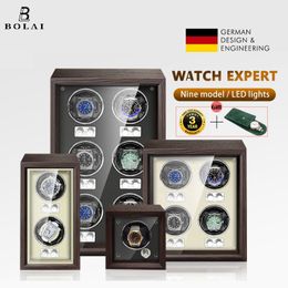Bekijk Winders Luxury Wood Watch Winder Highd 2 4 6 Slot Automatic Watches Box met Mabuchi Motor Watch Shaker Cable Clock Storage Box 230214