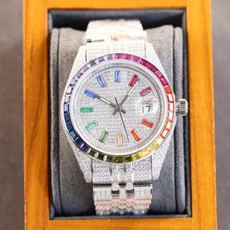 Bekijk Women Diamond Rainbow Circle horloges beweging automatisch Montre Mechanische klassieke Rainbow Circl Diamond Watch Band Sapphire Waterdichte Luminous Watchs