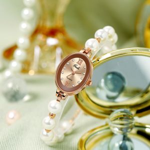 Bekijk Damesmode Modem horloges van hoge kwaliteit designer luxe Quartz-Battery Fritillary bead armband horloge