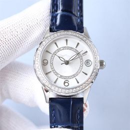 Uhr Damenuhren, Diamant-Lünette, 38 mm, automatische mechanische Uhr, modische Armbanduhren, Lederarmband, Montre de Luxe, Business-Design258b