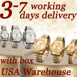 Bekijk dames automatische gouden vrouwen horloges vol roestvrijstalen saffier saffier waterdichte lichtgevende klassieke paren polshorloge 41/36/28 mm met doos