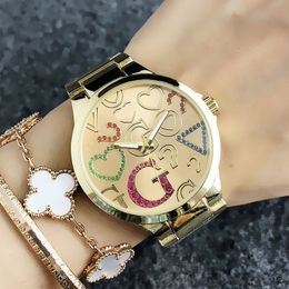 Bekijk dames casual grote letters stijl metal horloges hoogwaardige stalen band kwarts 38 mm horloges