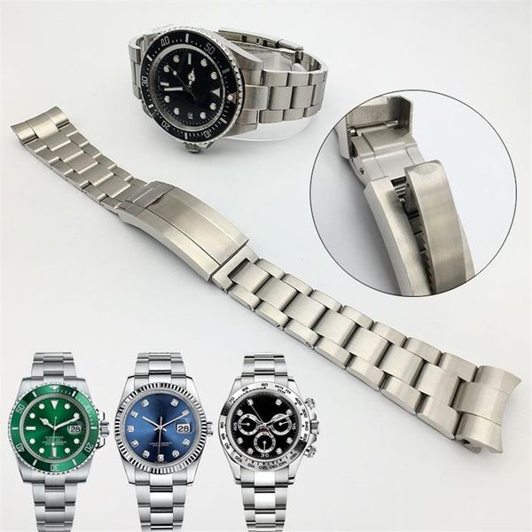 Bracelet de montre 20mm 21mm Bracelet de montre Bracelet en acier inoxydable extrémité incurvée argent montre accessoires homme Bracelet de montre pour Submariner Gl212b
