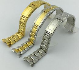 Bracelet de bande de 20 mm Watchband Bracelet en acier inoxydable 316L Extrémité incurvée accessoires de montre Sier Man Watchstrap pour Submariner Gold + Tools