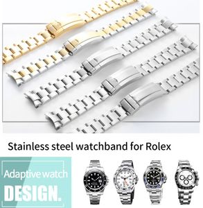 Horlogeband 20mm horloge band band 316L roestvrijstalen armband gebogen eind zilveren horloge accessoires man watchstrap voor onderzeeër go1783237