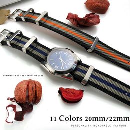 Horlogeband 22 mm 20 mm zwart blauw waterdichte duiken nylon NAVO horlogebandband zilveren roestvrijstalen pin clasp voor OMG 007 voor WatC356V