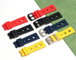 Armband für Herrenuhren, 22 mm, 24 mm, Gummi-Designer-Uhrenarmband, Schwarz, Rot, Gelb, Blau, Uhrenarmband für Navitimer/Avenger/Fit BRT. Armband kostenlos