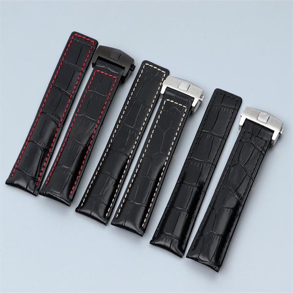 Bracelet de montre pour montres pour hommes 22mm Bracelet de montre de luxe en cuir véritable pour bracelet de montre-bracelet de la série TAG Fit avec fermoir déployant bu255w