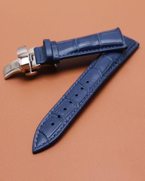 Watchband Qualine Geuthesine Leather Watch Band 14 mm 16 mm 18 mm 20 mm 22 mm Bleu noir Bandle de surveillance Sangle Clâne Accessoires de montre 7020357
