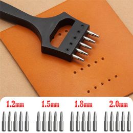 Horloges 1,2 mm/1,5 mm/1,8 mm/2,0 mm lederen ronde ponsen voor horlogeband riem 6,5 mm rij punch gat handgemaakte Leathercraft geperforeerd gereedschap