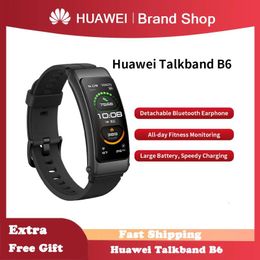 Horloges 100% NIEUW Huawei Talkband Smart Band 6 Afneembare Bluetooth-oortelefoon Huawei B6 Sportband Fitness Monitoring Smart Polsband