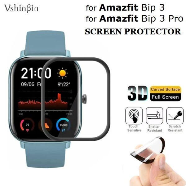 Montres 100pcs 3D Protecteur d'écran doux pour Amazfit Bip 3 Pro Smart Watch Couverture complète Film de protection Scratchproof pour AmazFit Bip3