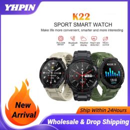 Watches 2021 Nouveau K22 Smart Watch Men Sport Fitness Bluetooth Call Multifonction Music Control Alarm Wory Rappel Smartwatch pour le téléphone