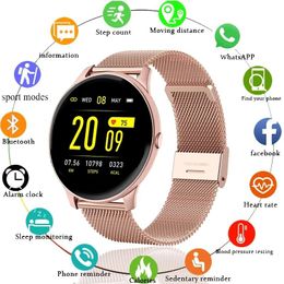 Relógios 2021 relógio inteligente mulheres homens freqüência cardíaca informações de pressão arterial lembrar esporte multifuncional à prova dmultifuncional água smartwatch + caixa