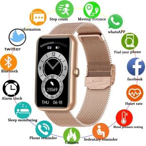 Bekijkt 2021 Smart Watch Women Sport Fitness Tracker Hartslag Blood Oxygen Monitor Men Smart Band 6 horloges geschikt voor Huawei iOS Android