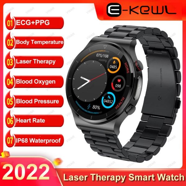 Reloj 2022 NUEVA TERAPIA LASER SMART Men Ecg+PPG Termómetro Presión arterial Oxígeno Man Health Smartwatch para Android IOS