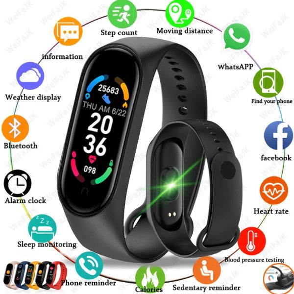 Montres 2022 New M6 Band Smart Watch Men Women Bluetooth Smartwatch Heart Rate Sports Fitness Bracelet pour Apple Android Xiaomi Mi Watch