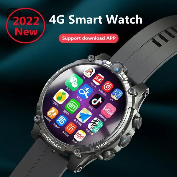 Relojes 2022 Nuevo Reloj inteligente para hombres con cámara dual Grabación 4G Teléfono Android WiFi Internet Descargar aplicación Deportes para adultos Podómetro Reloj de llamadas SIM