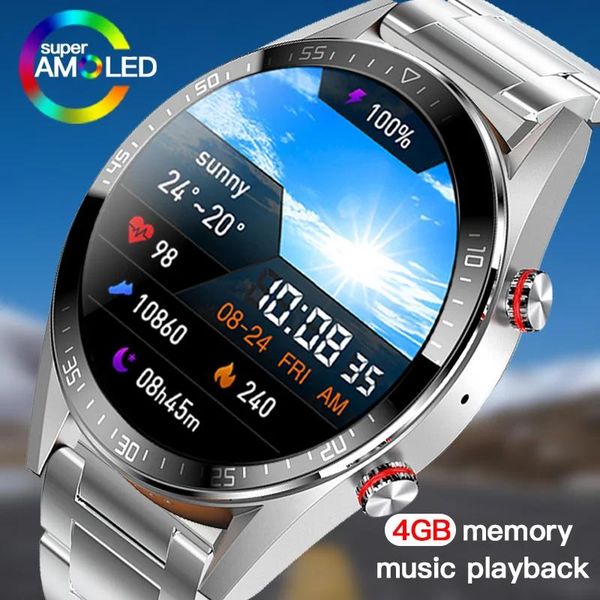 Relojes 2022 Nuevo reloj deportivo inteligente para hombres Siempre en pantalla Tiempo Bluetooth Responder llamada Memoria 4G Reproducción de música local Reloj inteligente resistente al agua