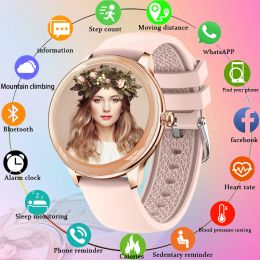 Montres 2022 Nouvelles femmes Bluetooth Call Smart Watch Cadrans personnalisés Prendre des photos à distance 1,09 pouces Full Touch Screen Smartwatch Dames + boîte