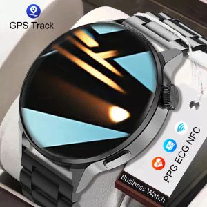 Relojes 2022 NFC Smart Watch Mens GPS Movimiento Track Sports Watches Wiren Wireless Charging Bluetooth llamado ECG Soporte Smartwatch Soporte Hebreo