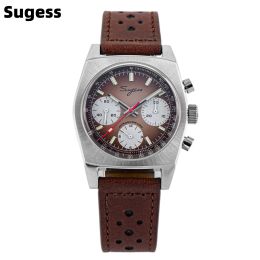 Horloges 2022 Sugess Watch of Men Pilot 1963 37 mm Dome Sapphire Crystal Seagull St19 Chronograaf Swanneck Mechanische horloges Canvas