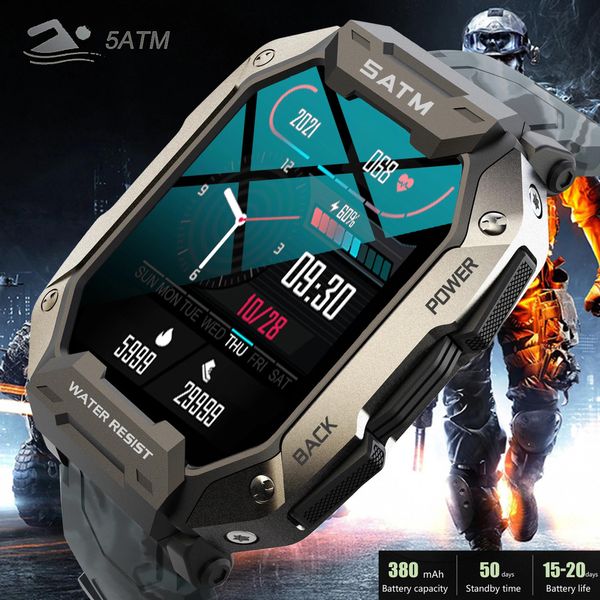 Montres 2022 Montre intelligente tactique hommes Sports de plein air IP68 étanche à l'oxygène sanguin militaire Smartwatch Fitness Tracker pour iPhone Samsung