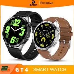 Bekijkt 2023 GT4 Smart Watch 1.43 inch AMOLED SCHERM Smartwatch Bluetooth Call Health Rate Voice Assistant Sport Tracket Polshorge Men