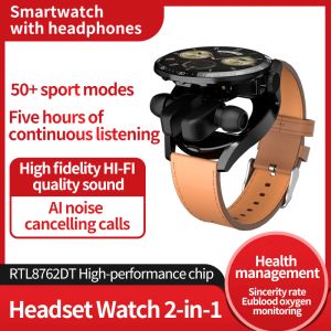 Horloges 2023 GT5 Buds Smart Watch-armband 2in1 TWS Draadloze oordopjes Hartslag Bloeddruk Sport Waterdichte smartwatch voor Huawei