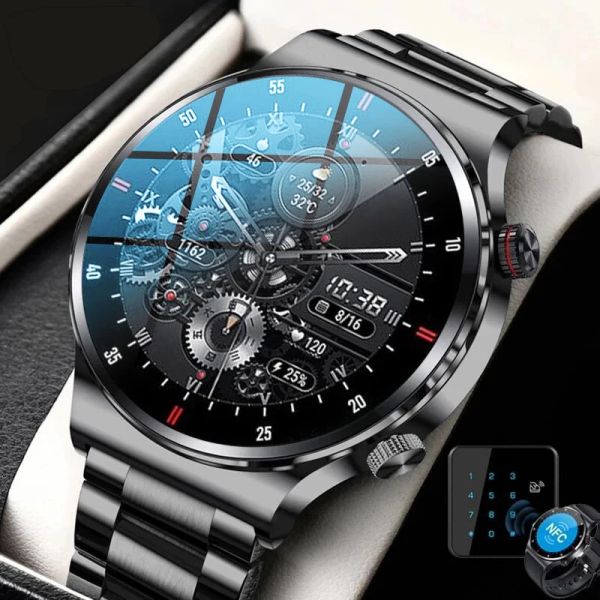 Montres 2023 Luxury Smart Watches Men NFC BT Call Fitness Fitness Sports Sports Chepps Smartwatches intelligentes pour les femmes Kids Xiaomi Huawei