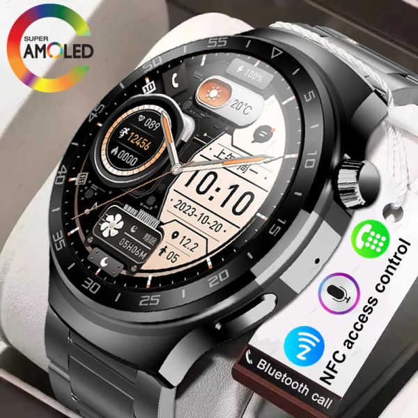 Montres 2023 New Amoled Screen Smartwatch Men's NFC Access Control Assistant vocal Bluetooth Talk Blood Oxygen Montres pour iOS Android