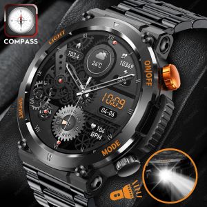 Montres 2023 New Compass Smart Watch LED Lampe de poche LED OUTDOOR IP67 IP67 Bluetooth Call Sports Fitness Tracker Smartwatch Men