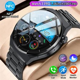 Montres 2023 Nouveau GT3 Pro Smart Watch NFC Men Amoled 390 * 390 HD Screen Sé frémissement cardiaque Bluetooth Call Smarthatch imperméable pour Huawei Xiaomi