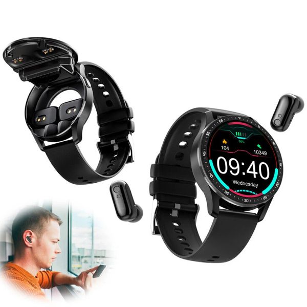 Montres 2023 Nouveau X7 Casque Smart Watch TWS Deux en un sans fil Bluetooth Double casque Appel Santé Pression artérielle Sport Musique Smartwatch