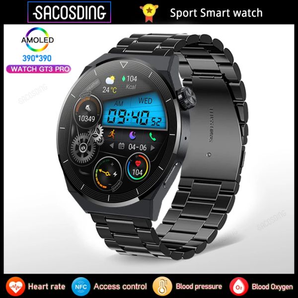 Relojes 2023 NFC Smartwatch Men AMOLED 390*390 HD La pantalla siempre muestra el tiempo Bluetooth Llame IP68 Waterproof Smart Watch para Xiaomi