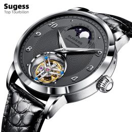 Montres 2023 Sugess Top Tourbillon Mens Luxury Watch Tianjin ST8235 Mouvement Mécanical-bracelets Sapphire Glass Phase Luminous