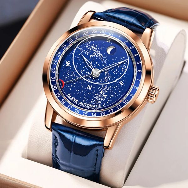 Montres 2023 Taxau Mécanique automatique Watch for Men Luminal Star Blue Dial Luxury Male Rose Gold-Wristwatch imperméable Moonswatch