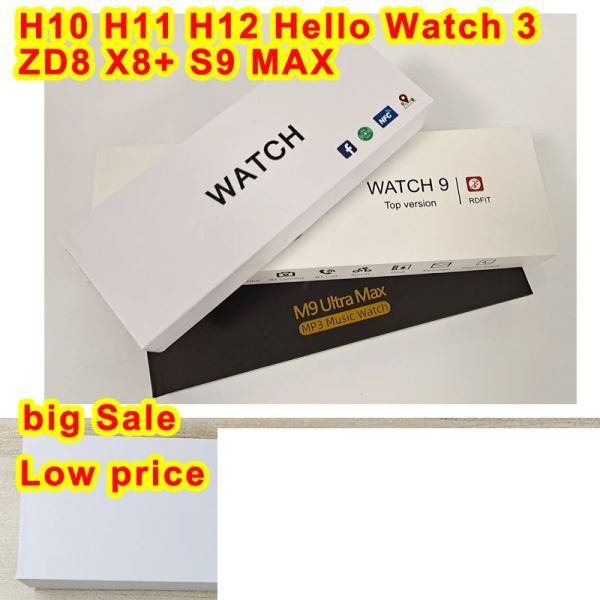 Relojes 2024 Big Sale H10 H11 H12 Hello Watch 3 ZD8 X8+ S9 Max Smart Watch 45mm 49 mm Sports Health Monitor Smartwatch Mujeres