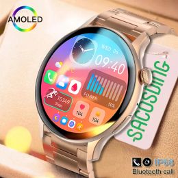 Bekijkt 2024 Bluetooth Call Ladies Smart Watch Men AMOLED 466*466 HD -scherm Toon altijd weergave Horloges Aangepaste Dial NFC SmartWatch voor Xiaomi
