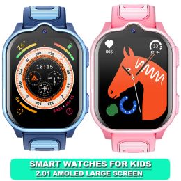 Bekijkt 2024 C008 Smart Watch voor kinderen GPS WiFi Video Call SOS 4G Smartwatch Children's Location Tracker Chat Camera Sim Card Waterdicht
