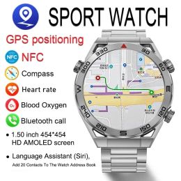 Montres 2024 Nouveau AMOLED Smart Montres Hommes Cadran personnalisé Réponse Appel Sport GPS Piste Boussole NFC IP68 Étanche Smartwatch Pour IOS Android