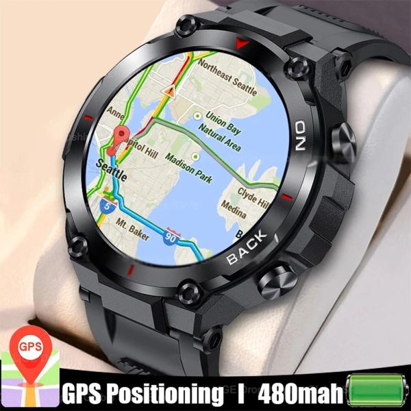 Montres 2024 Nouveaux hommes GPS Smartwatch Sports Fitness Watch Bluetooth Rappel Rappel de la santé Surveillance cardiaque Android iOS Smartwatch