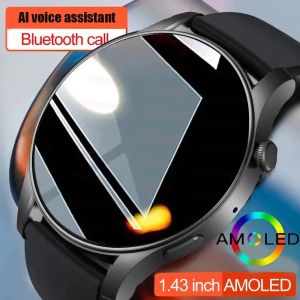 Watches 2024 New Men's Smartwatch 1.43 HD AMOLED Bluetooth Call Heart Rate Health 100 + Mode Sports GPS Sports Sports Smartwatch féminin