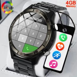 Bekijkt 2024 nieuwe mannen Smart Watch AMOLED Full Touch Screen Toon altijd de Time Clock Bluetooth Call 4GB Local Music Player Smartwatch