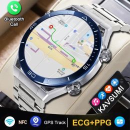 Montres 2024 NFC Smart Watch Men GPS GPS Suivi Bluetooth Call Sport Watch Charge sans fil Calcul personnalisé Salle de fréquence cardiaque ECG Smartwatch pour iOS