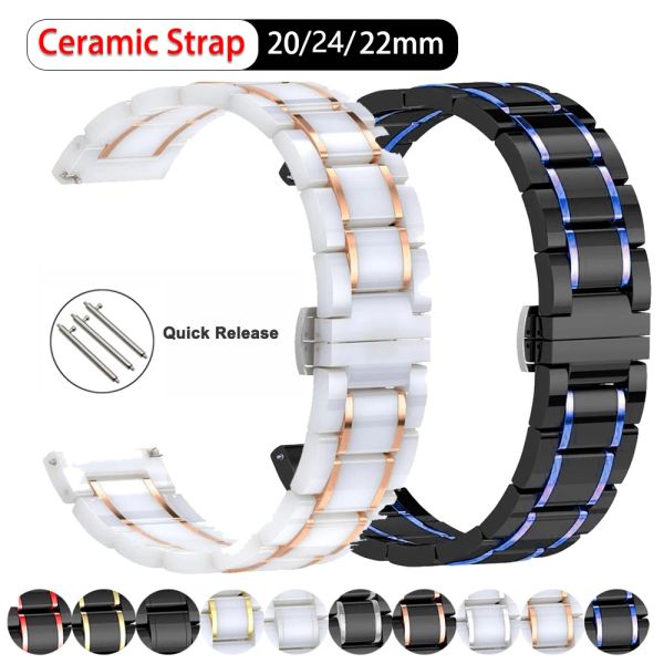 Montres 20mm 22mm 24mm bracelet en céramique pour Samsung Galaxy 3 Active 46mm 42 montre pour Amazfit Pace/stratos 2 /bip bracelet en céramique intelligent